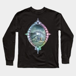 Awesome ice dragon and fairy in a winter landscape Long Sleeve T-Shirt